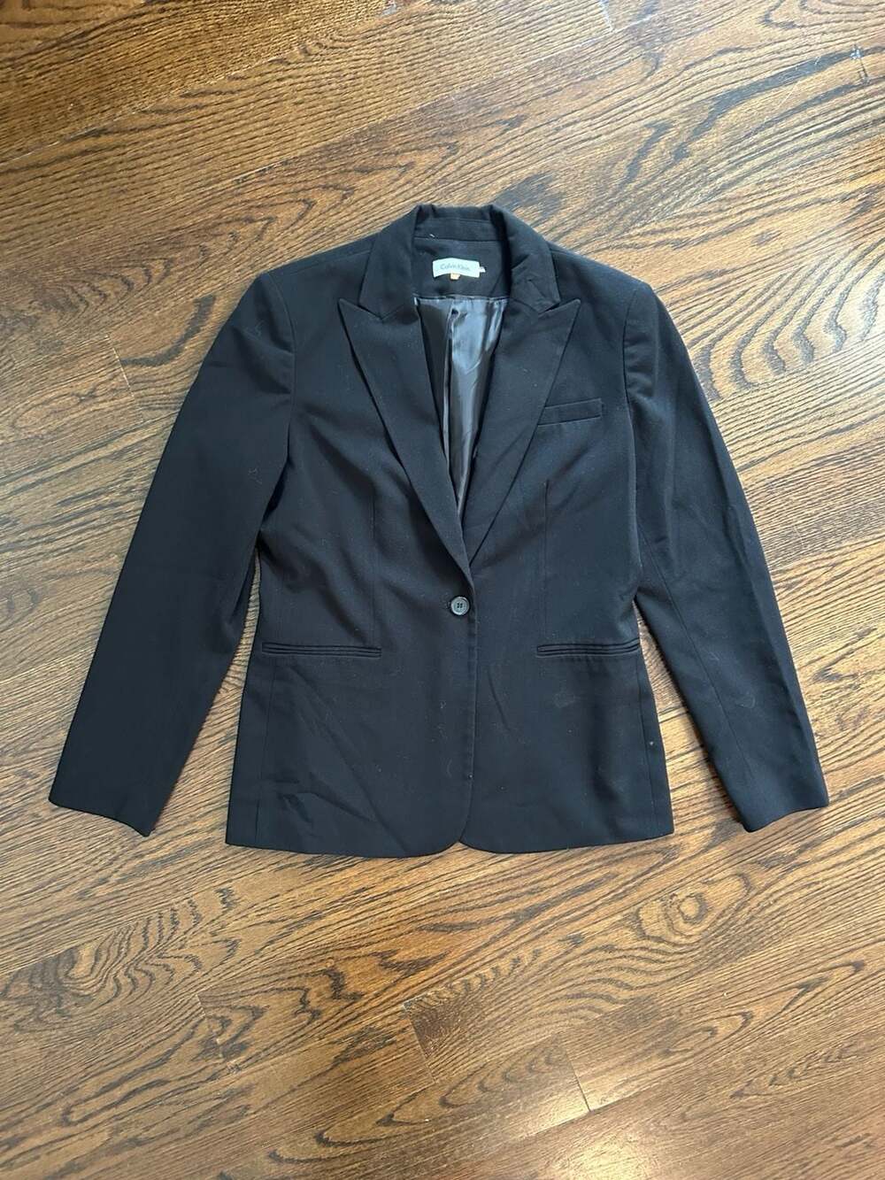 Calvin Klein Black Single Button Notch Lapel Blazer Jacket